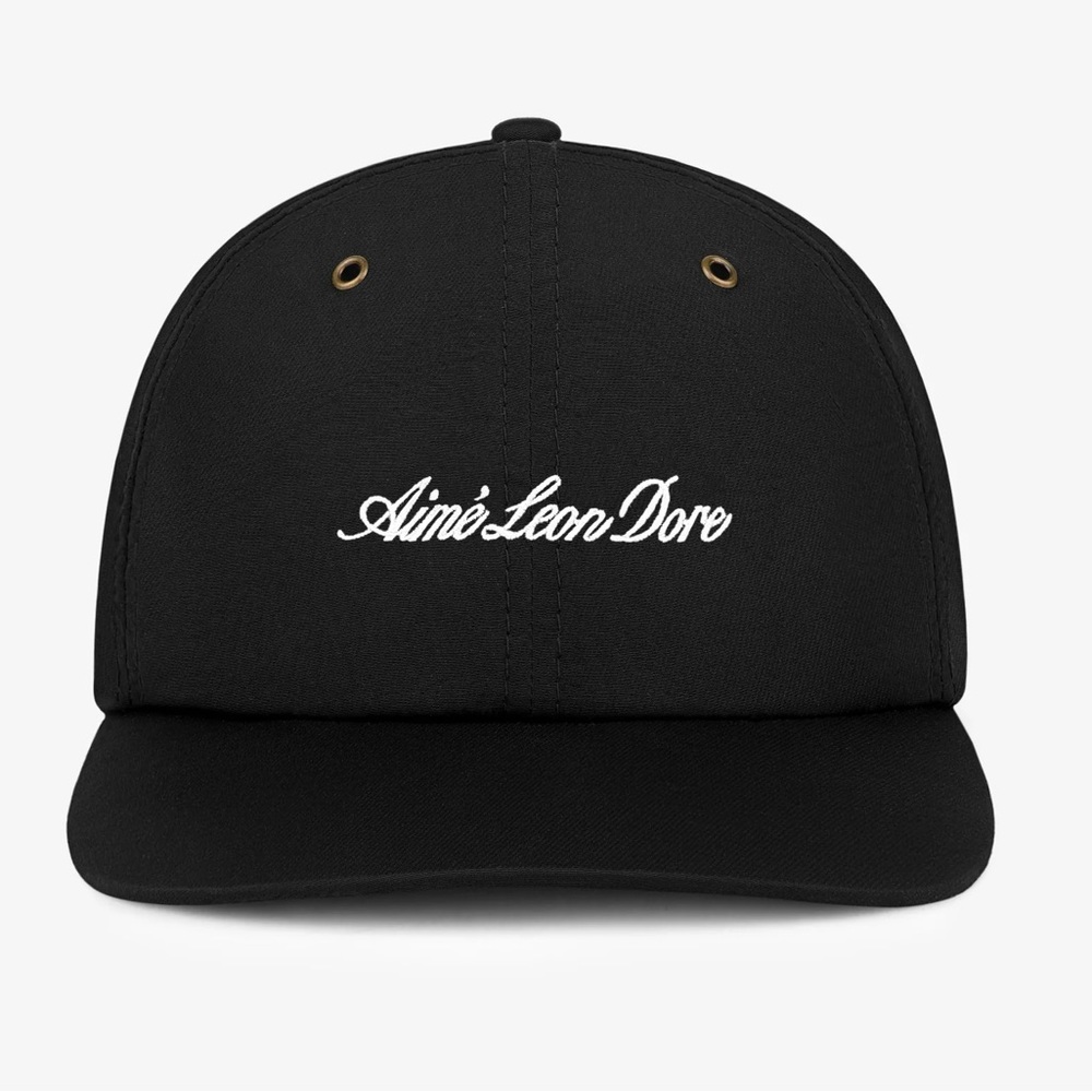 NEW AIME LEON DORE Embroidered Script Sport nylon 6 panel Hat cap black